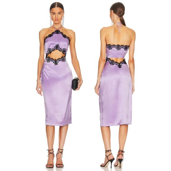 Fleur Du Mal Silk Lace Halter Slip Dress Halter Neck Cut Out Fairy Whimsigoth XS